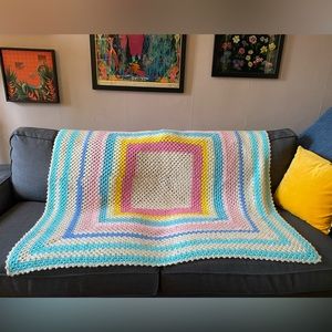 Crocheted Multicolor Granny Blanket